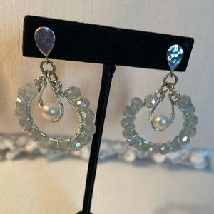Sterling silver crystal hoops